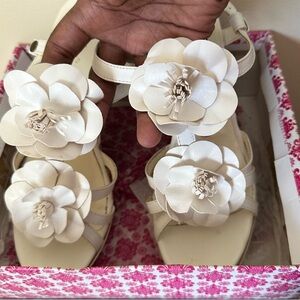 Elegant Cream Floral Platform Sandals